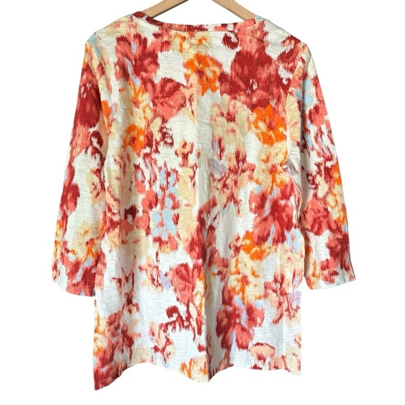 Chico’s Floral T-Shirt 3/4 Sleeves Crew Neck Casual Women's Size Large - Picture 6 of 14